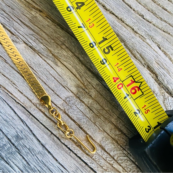 Gold vintage Herringbone Necklace, Monet, Gold Chain - Picture 4 of 7